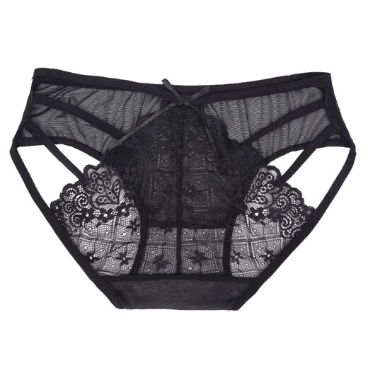 
Mengyisi sex underwear women Korean style fashion nude sexy sexy open-cut thong bow temptation full transparent thin lace couple leaking hair sex pervert training briefs black 566+983+632+922 L