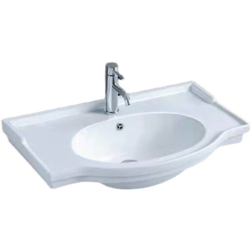 Ceramic integrated washbasin, built-in washbasin, toilet and bathroom cabinet, big belly basin, high side single basin, 70 single basin + free drainage installation glue