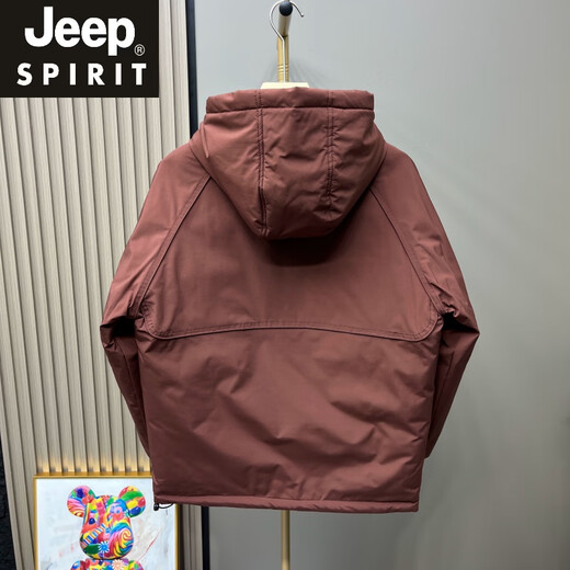 JEEP SPIRIT Casual Cotton Clothes Men's Winter New Outdoor Padded Jacket Loose Fashionable Hooded Workwear Jacket Thickened Cotton Jacket Black XL