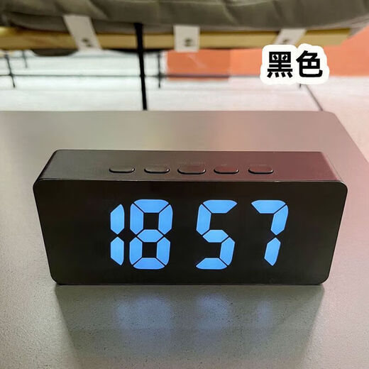 小米（MI）米家通用ins简约LED夜光闹钟台式镜面时钟温度贪睡电池 719白色 LED镜面钟-送电池+USB线