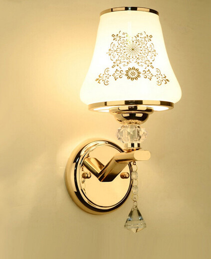 
Bedroom wall light 2021 new master bedroom, a pair of living room background wall staircase aisle modern light luxury crystal bedside lamp 702 double-head warm light one piece