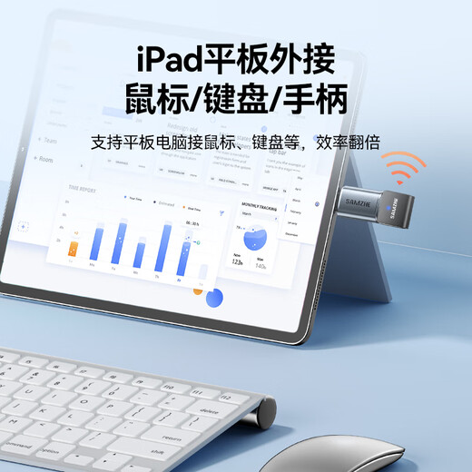 山泽 苹果OTG转接头Lightning转USB母转换器外接U盘ipad平板iPhone手机数据充电转换头键鼠读卡器 LA21