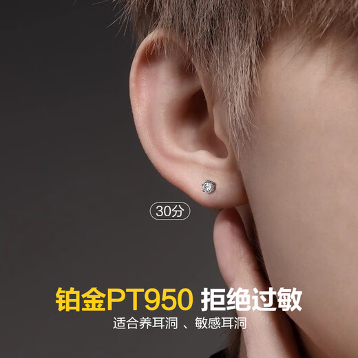 Dairuo platinum earrings for women PT950 new moissanite diamond temperament earrings high-end platinum ear piercing single trendy men single platinum earrings (about 0.59g)