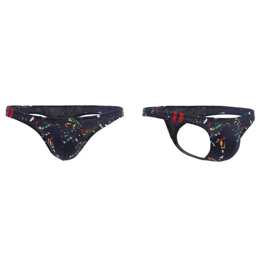 Oloey Sexy Men's Sous -wear imprimé de peinture de coton imprimé string respirant et dominant. Deep Prince Blue L Taille européenne