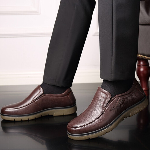 Voiture classique (wecker) Chaussures en cuir printemps et automne Hommes ronds Business Men de chaussures Men de boeuf Tendon de bœuf Sole non glissée confortable Coue de vache de vache en cuir moyen d'âge et de papa âgée Chaussures Men Lyc9903 marron (couverture à pied) 38
