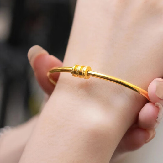 Ji Ge 24k small waist bracelet gold live mouth 999 pure gold female ring imitation gold bracelet glossy sand gold bracelet small waist bracelet 56 gift box