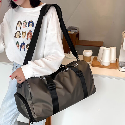 Huanxi Jiaer Reise-Fitnessbeutel Trockene Nassabteilung große Kapazität Handbereitete schlechte tragbare Aufbewahrungstasche Sporttasche Duffel Beutel Grau [48*26*20 cm]