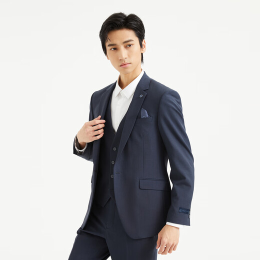 Lilang Youth Business Men's Double Stretch Suit Suit Men's Easy Care Suit Three-piece Set Q4QXF22 Dark Blue 170A