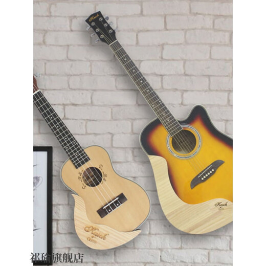 
Jingga electric guitar stand on the wall Guitar stand ukulele stand solid wood without punching wall decoration for oblique stand ukulele [21-28] right style