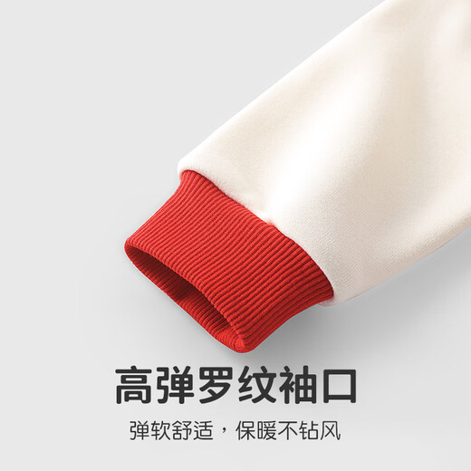 Youqi baby New Year's greeting clothes children's New Year velvet sweatshirt winter clothing autumn and winter boys and girls baby all-in-one velvet New Year's clothing red 80