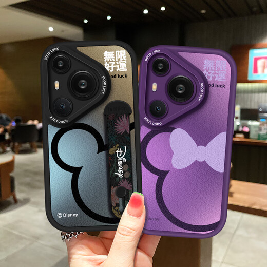 富界【迪士尼授权】适用华为P70手机壳Pura70pro+镜头全包Ultra防摔高级感新款创意潮牌简约小羊皮腕带 小胖妞粉色【X1585迪士尼】 华为Pura70