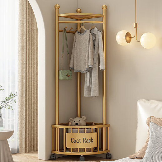 Wooden bottle corner clothes hanger floor-standing bedroom home clothes hanger corner clothes hanger simple clothes hanger light luxury coat rack cream white