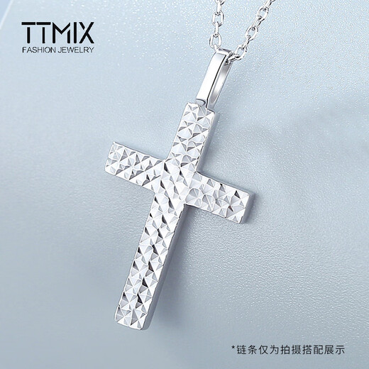 TTMIX rhombus cross pendant shiny platinum pendant pt950 white gold women's pendant 3.7-3.9g + delivery silver chain