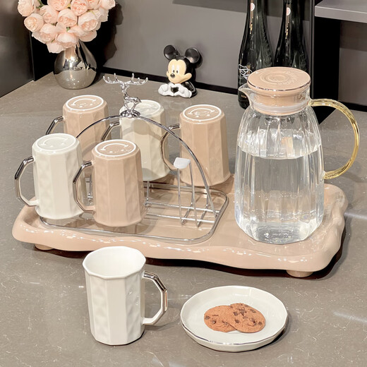 Xibaisheng light luxury water cup set household heat-resistant teapot ceramic cup with handle for family living room entertaining high-end tea set set of 2 ceramic cups 1225 ordinary packaging