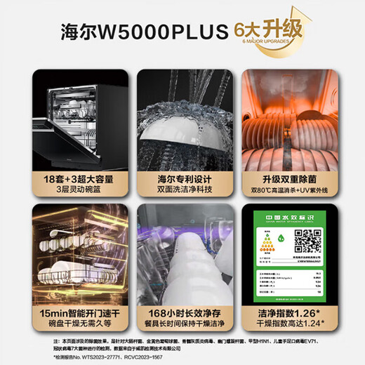 Haier double-sided dishwasher built-in Yunxi W5000Plus upgraded 18 sets + 3 large capacity UV sterilization 7 days long-lasting storage first-class water efficiency smart door opening quick drying merchant warehouse UV double sterilization EYBW18566JHU1