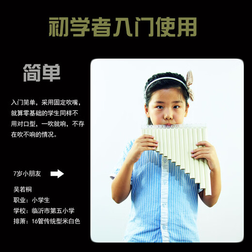 京韵排箫16管18管双排树脂塑料乐器初学者演奏 学生CVG 18管米黄色-刻字+顺丰快递