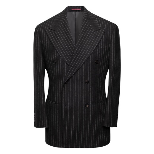 CULTUM1930s retro thickened wool suit suit men's banker striped double-breasted lapel business suit charcoal gray striped single suit M (50B)
