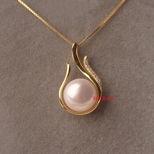 Zhuofu 9-10mm natural freshwater pearl pendant necklace s925 sterling silver women's pendant clavicle chain pendant single genuine white single pendant silver without chain 9-10mm