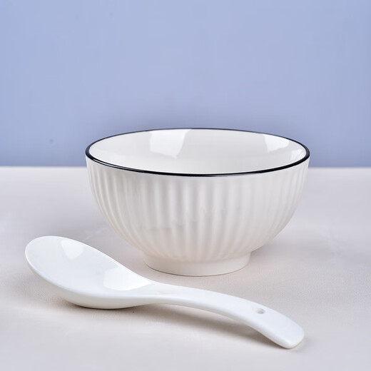 Sujiang ceramic tableware simple plate bowl set pure white underglaze color tableware set underglaze color dish set microwave oven Yamada 16-piece set (4 bowls, 4 plates, 4 spoons, 4 chopsticks) 16 pieces