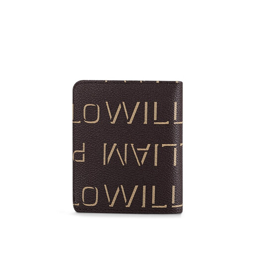 WILLIAMPOLO英皇保罗女士竖短款零钱包迷你卡包小巧时尚简约字母精致超薄钱夹 啡配红 可装驾照