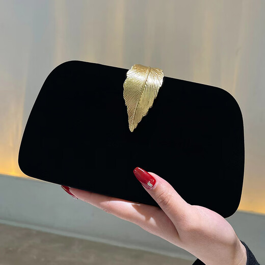Kuqidaishu Temperamento de celebridades Bolsos de embrague Bolsas para mujeres Fiesta de la fiesta Black Night Night Bag Cheongsam combinada con vestido de noche Bolso negro de hoja pequeña