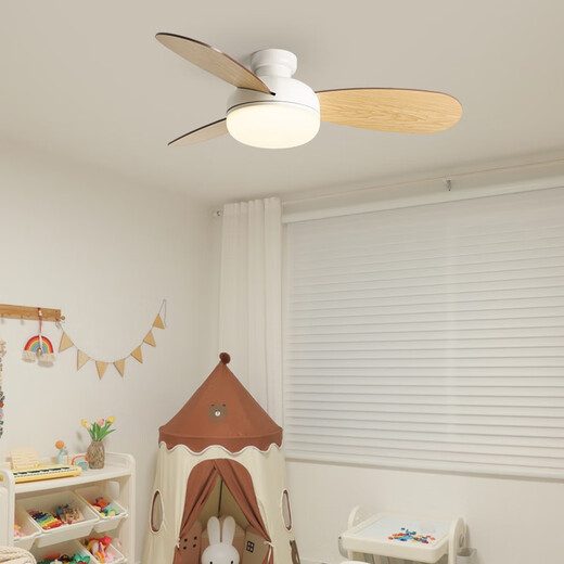 Mémoral Modern Simple Children's Child's Small Van Light Imitation en bois Grain Home Chadow Dining Plafond Plafond Ventilateur Lumière Fréquence Fréquence Silencieuse Ventilateur de la Fréquence lumineuse Conversion de fréquence 3684A