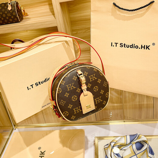 Mospoke Luxury haut de gamme Brand tout nouveau sac pour femmes sac à gâteau rond sac crossbody sac rond petit sac d'épaule sac marron grande taille (cuir supérieur) avec PVC