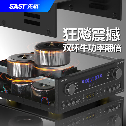 先科（SAST）DT-7000 功放机家用大功率蓝牙KTV重低音专业发烧级HIFI卡拉OK无损解码定阻放双环牛放大器功放 2600W旗舰无损版