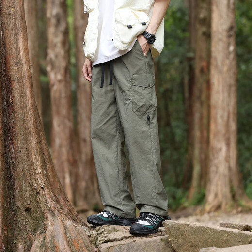 顶峰保罗（Dingfengbaoluo）户外冲锋裤子男春夏季山系休闲宽松工装直筒长裤子29018军绿XL