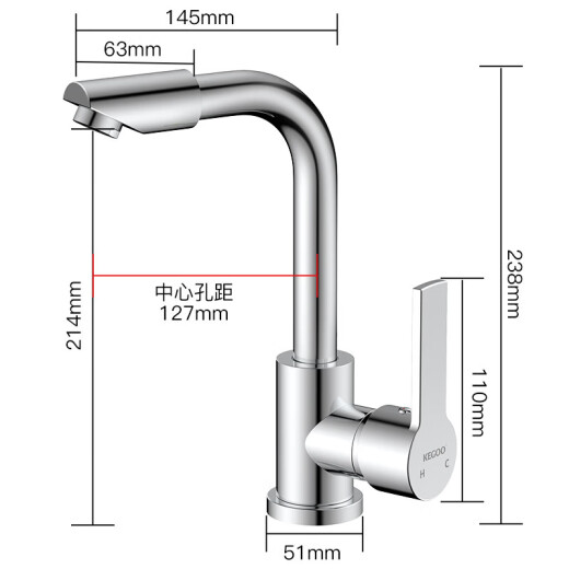 Kegu Washbasin grifo de acero inoxidable Cuenca de acero inoxidable Baño universal giratoria de baño caliente y fría lavavajilla de la mano del cuerpo de acero inoxidable [Rotación universal] K1048