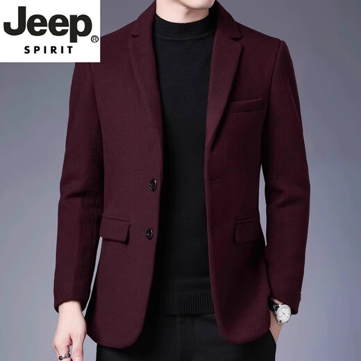 JEEP SPIRIT light luxury high-end red wool suit men's wool coat autumn and winter light luxury casual cashmere suit jacket men M902 red 170