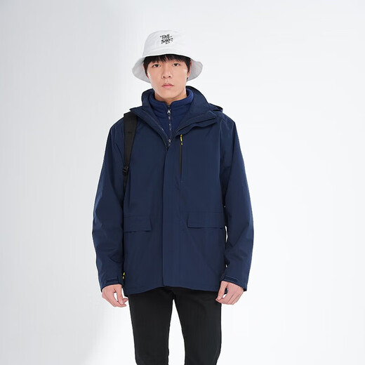BRELRMON韩版冲锋衣女男防风户外防寒三合一保暖可拆卸滑雪登山服夹克外套 HS12805藏青-男 S