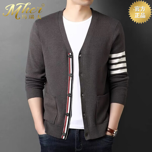 MHEF Light Luxury Herren Stricker Strickjacke Frühling und Herbst Wolle Jacke Solid Color V-Neck Pullover Herren Outerwear Trendy Herbst Top Black S 165