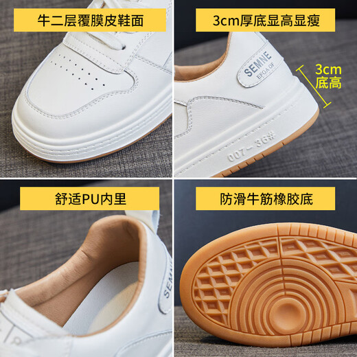 Offizielle Website Square Echtes Lederrundzehen flache weiße Schuhe für Frauen 2025 Frühling neu