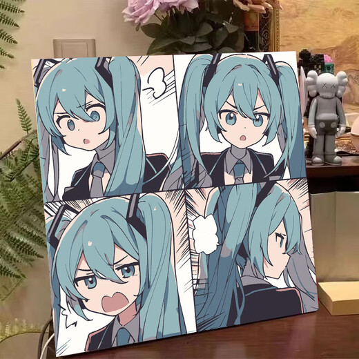 初音未来diy数字油画儿童简单手工填色画学生手绘丙烯油彩画 FQ719 20*20绷好带背板++画架颜料画笔