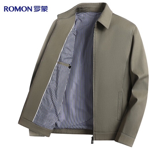 Romon 100% reine Baumwolljacke für Männer mittleren und jungen Menschen Frühlings- und Herbstmäntel für Workwear Casual Revers Daddy Anzug Herrenjacke Hemd