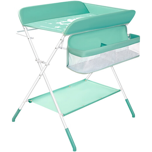 Mobile crib diaper table, diaper table, baby care table, portable foldable baby massage and touch, top-grade - gray [premium] double-layer storage basket + smooth wheel + reinforced skeleton