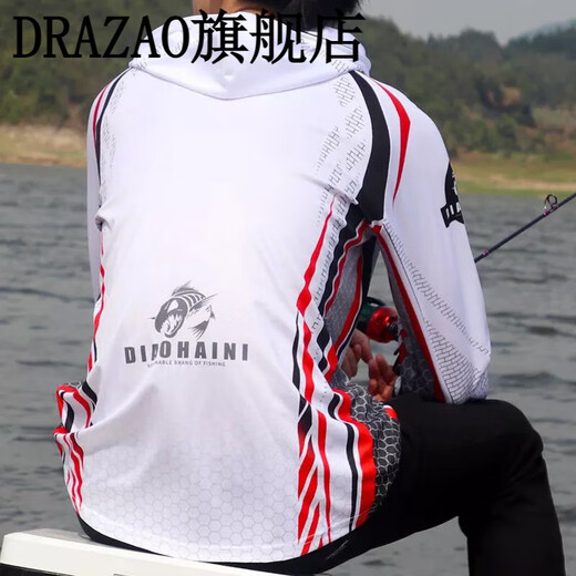 DRAZAO fishing suit summer sun protection suit men's ice silk spring and autumn 2025 Luya anti-mosquito outdoor clothes orange and white XL