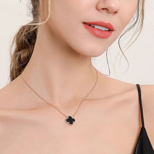 Fafanxi light luxury four-leaf clover necklace female gold net celebrity clavicle chain simple rose gold Chinese Valentine's Day 520 gift rose gold red agate