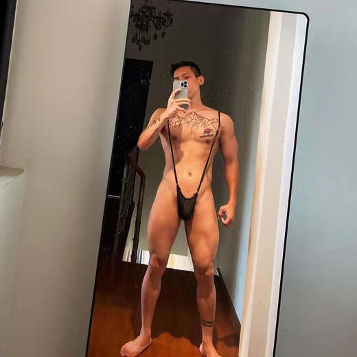 Men's sexy jumpsuit, sexy temptation thong, bar performance one-piece suit, sports student, gay niche hobby, black