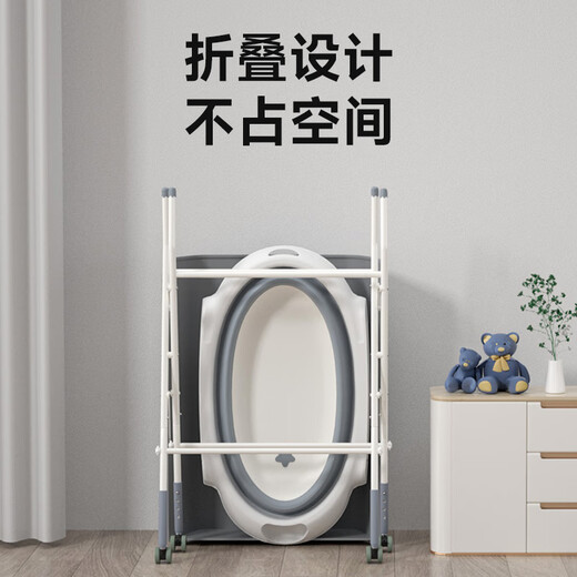 KAAIMOOL Pet Bath Basin Dog Bath Basin Cat Small Dog Bending-Free Adjustable Drainage Folding Bathtub Bathtub + Bracket + Lifting Wheel Set + Storage Layer + Table Mat