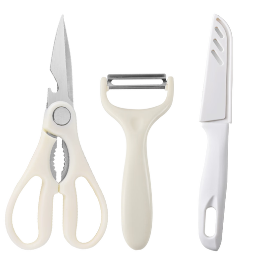 Couteau à fruits ensemble de trois pièces ciseaux en acier inoxydable ménage melon et couteau à fruits ensemble de couteau de dortoir de cuisine de qualité alimentaire ensemble de couteau à fruits ensemble de trois pièces