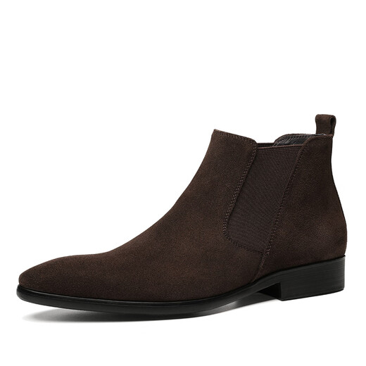 
New plush Martin boots men's winter leather boots high top leather shoes men's British short boots matte reverse velvet leather men's boots trendy brown leather 40