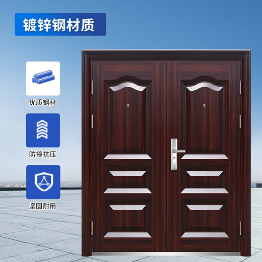 启功钢制防盗门别墅大门安全进户门家用入户双开推拉大门QG-FDM6200 