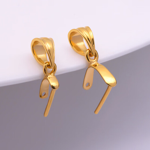 Yuyao 18k gold pendant buckle melon seed buckle thickened version buckle head Living Buddha Guanyin platinum jade necklace clip buckle 18K gold thickened version-G style-small size