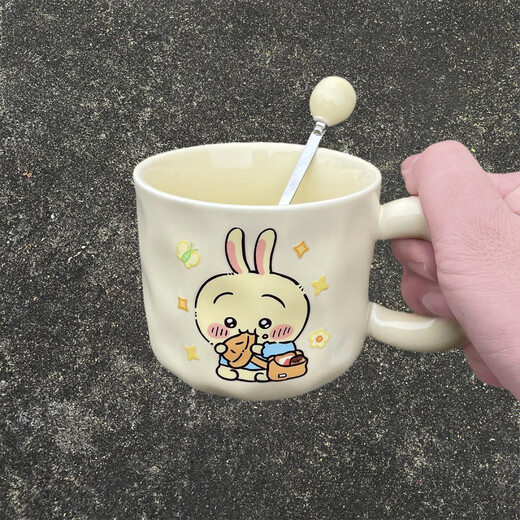 Zhewei Chiikawa Usaki Bester Freund und Freundin Schwester Hochtropfes Geburtstagsgeschenk SN4877 Jiyi essen Lollipop 420 ml Tasse + Milchballlöffel + Cover + Schaumstoffboxverpackung