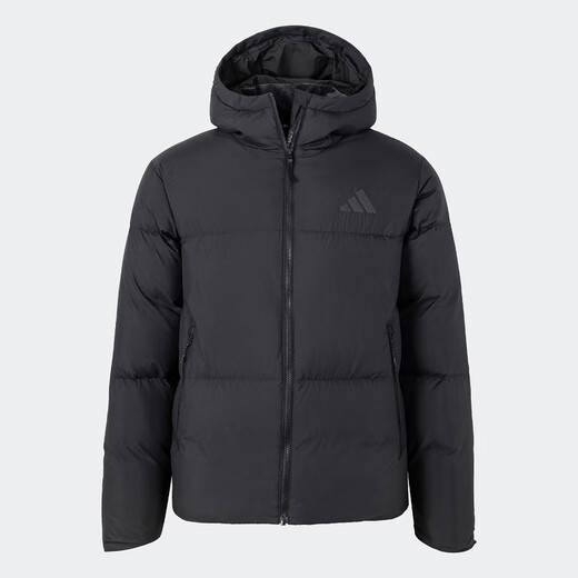 Adidas men's winter warm hooded down jacket fashionable comfortable casual jacket outdoor windproof running training sportswear JV6187/black S