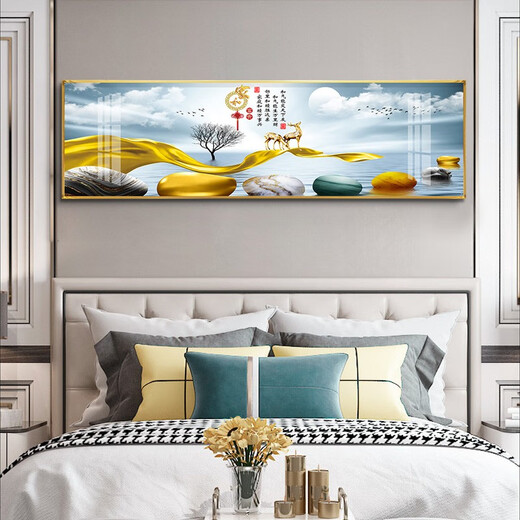 
Mo Painting Lulin Modern Simple Bedroom Decoration Painting Warm Romantic Bedside Painting Hotel Hotel B&B Room Hanging Painting Background Wall Painting 17 Home He Fugui 12147 200*60 Gold Frame (Diamond Inlay Painting) Customized Size