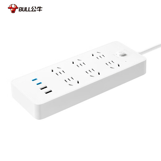 公牛（BULL）20W PD苹果快充插座/插线板/插排/接线板 Type-c口+USB口+6插孔 全长1.8米总控开关白色 GNV-U1206