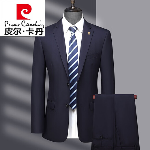 Pierre Cardin Worsted Wool Suit Men's High-end Middle-aged Men's Business Formal Wedding Suit Knitted Black MY7001 Style 170 Size Recommended 100Jin Jin is equal to 0.5kg -125Jin Jin is equal to 0.5kg